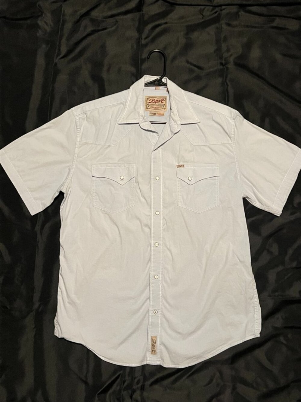 Rafter C Cowboy Collection Light Blue Subdued Paisley Western Short Sleeve Shirt